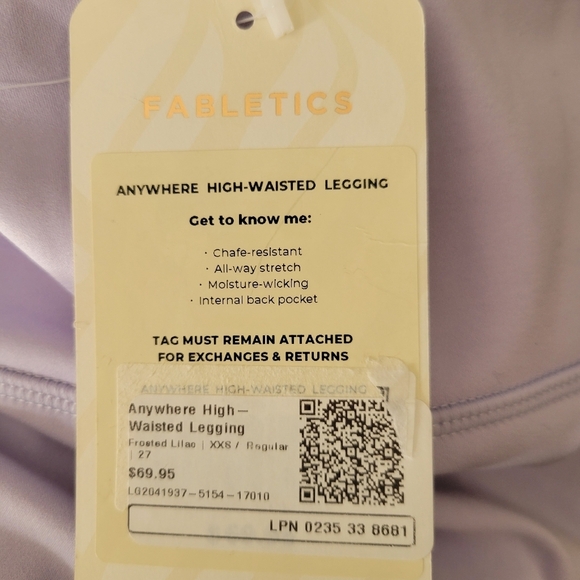 Fabletics Anywhere High-Waisted Legging XXS NWT - Picture 6 of 6
